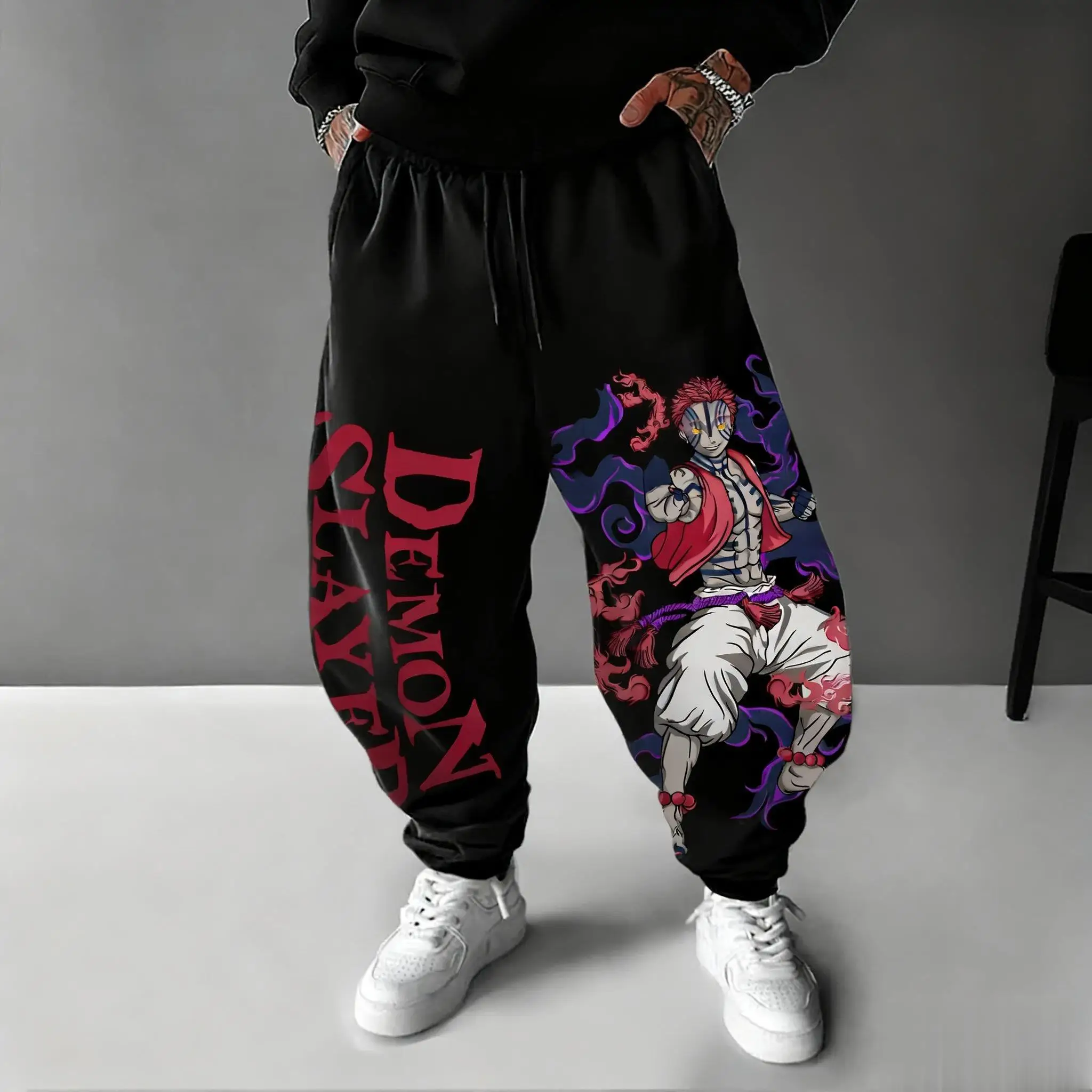 Street Fashion In Japan - بنطلون أنيمي ديمون سلاير أكازا للرجال