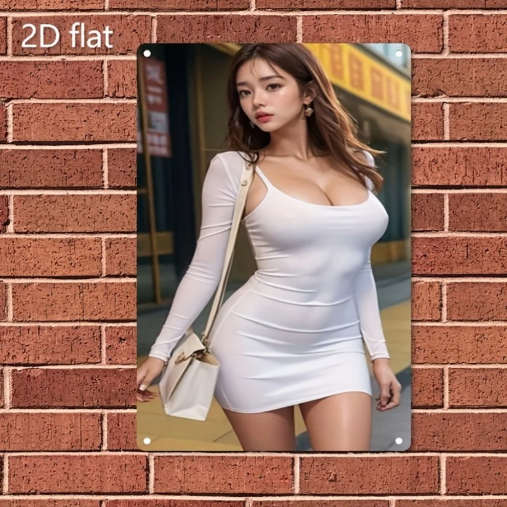 Asian Street Fashion Girls - لوحة جدارية معدنية عالية الدقة بتصميم