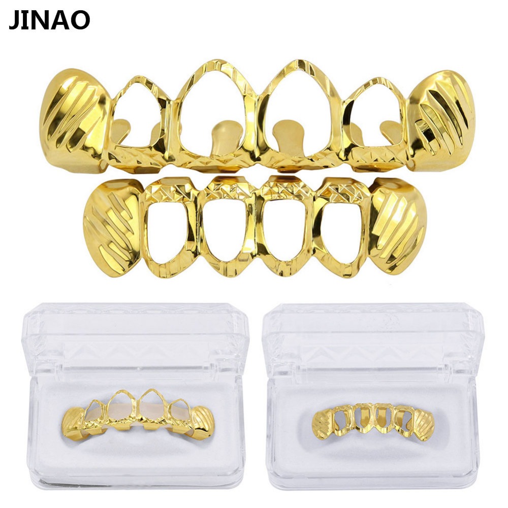 Street Fashion Jewelry - جيناو-طقم أسنان جريلز D-Cut ، لون