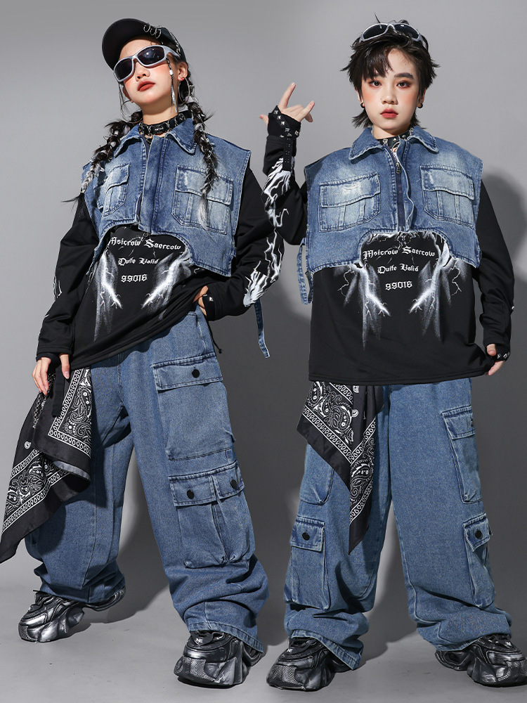 Street Fashion Jeans Women - ملابس هيب هوب للأطفال: سترة جينز