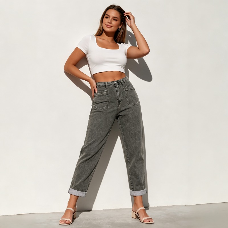 بنطلون جينز نسائي واسع بقصة فض - مراجعة Street Fashion Jeans Women وسعره