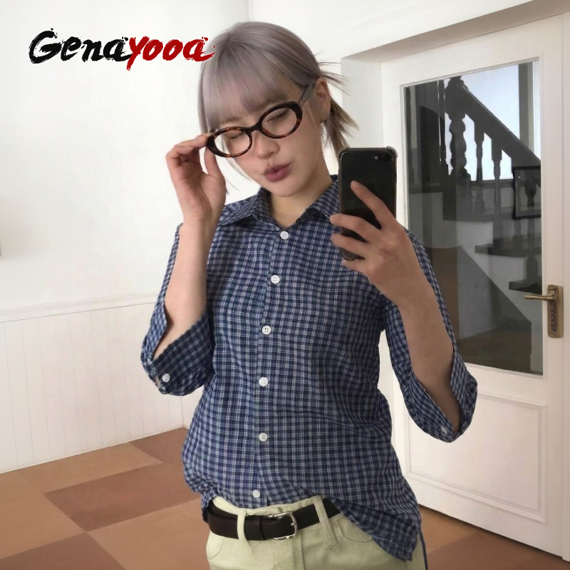 Genayooa Y2k قميص منقوش المرأة - مراجعة Street Fashion In Japan وسعره